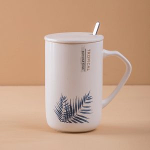 White Ceramic Mug With Spoon