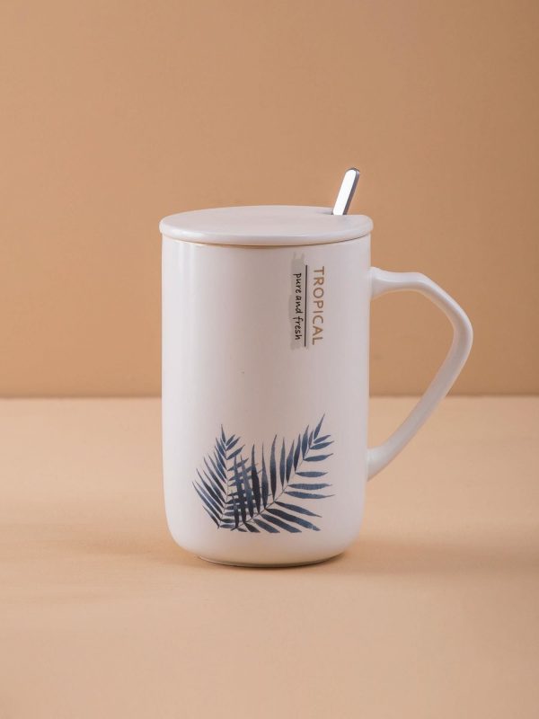 White Ceramic Mug With Spoon