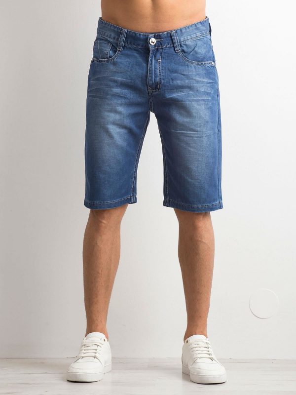 Blue denim shorts for men