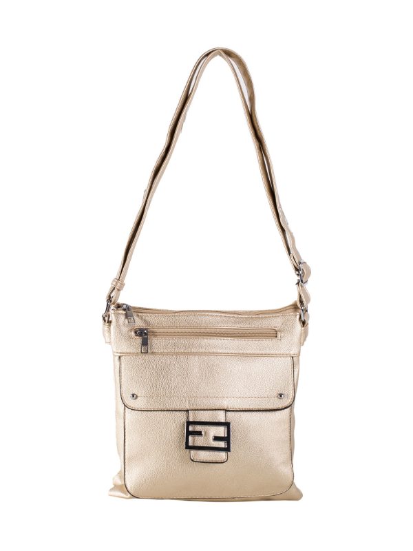 Gold shoulder bag with adjustable strap