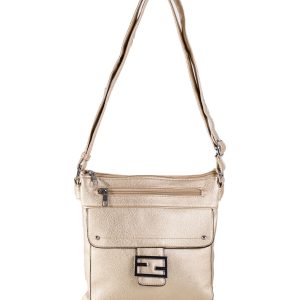 Gold shoulder bag with adjustable strap