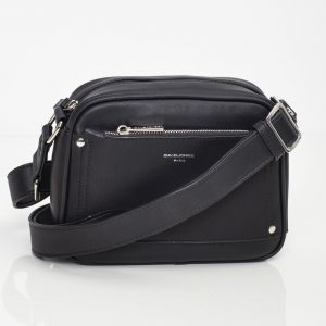 Black handbag with outer pocket