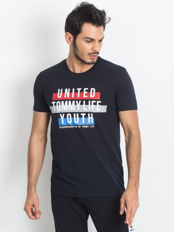 TOMMY LIFE Navy Blue Men's T-Shirt