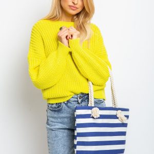 Navy blue and white striped bag