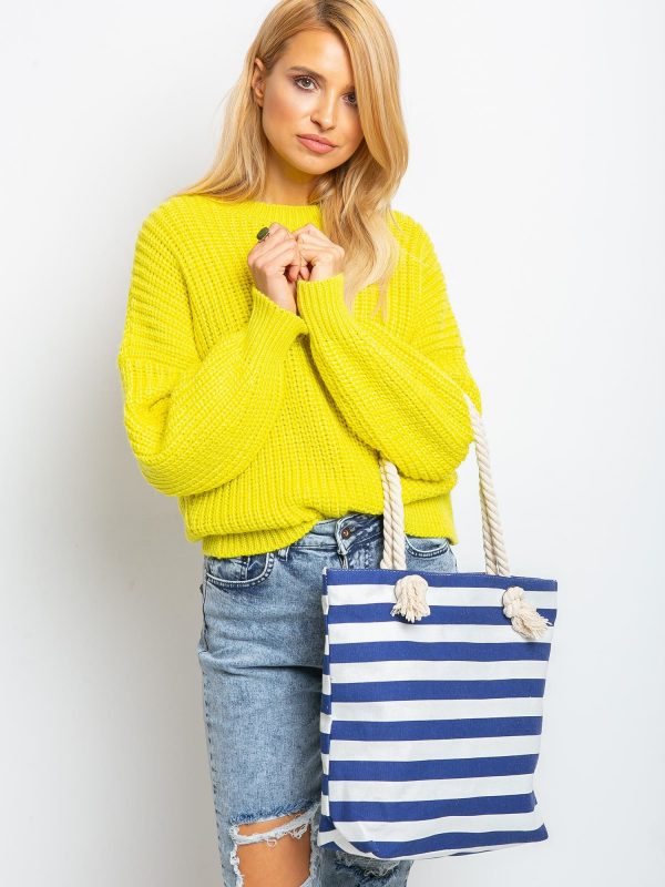 Navy blue and white striped bag