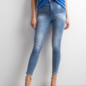 Blue high waist jeans with wash effect