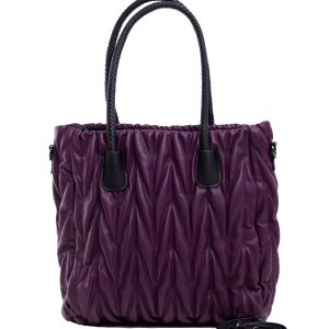 Purple eco leather quilted bag