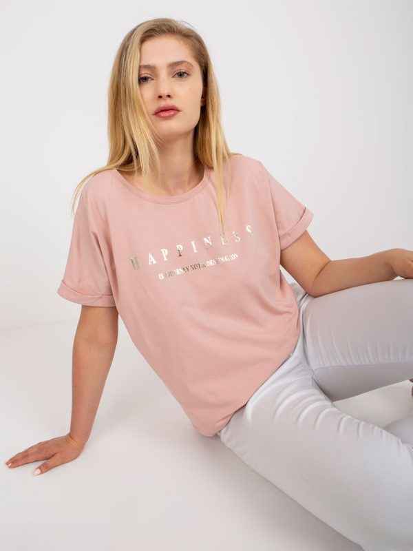 Dirty Pink Plus Size Cotton T-Shirt with Print