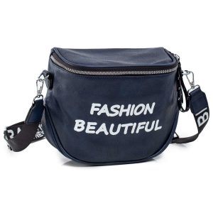 Navy blue eco-leather bag with inscription