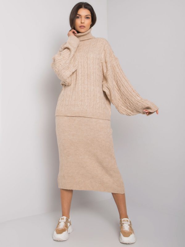 Beige two-piece knitted set Imane RUE PARIS