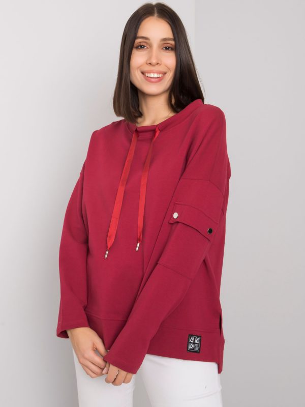 Burgundy plus size blouse with sleeve pocket Lunnar