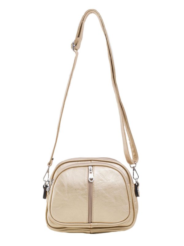 Gold ladies handbag with pockets