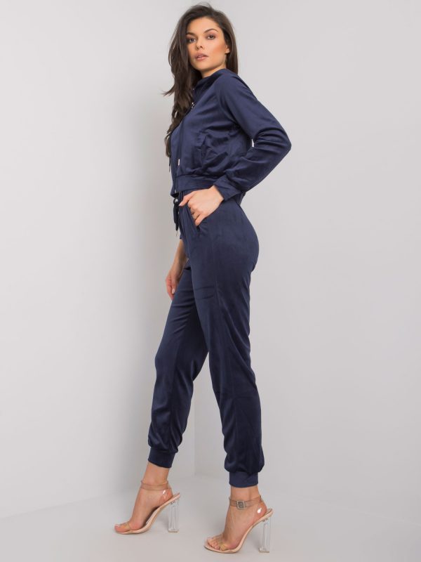 Navy blue two-piece set in Juneau velour