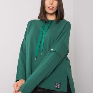 Dark green plus size blouse with sleeve pocket Lunnara