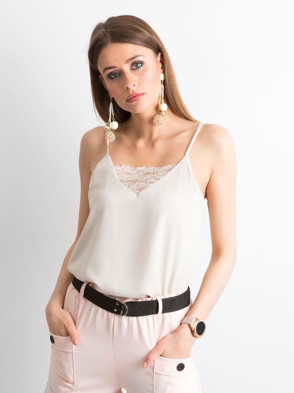 Beige women's top with lace