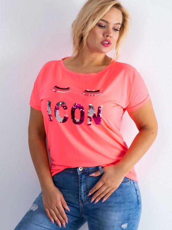 Fluo pink t-shirt Calmly PLUS SIZE