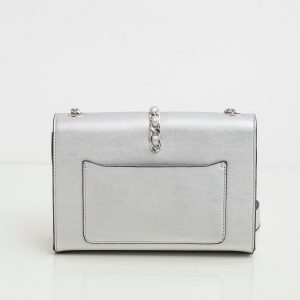 Silver handbag on chain