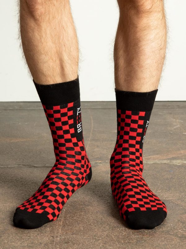 Red and Black Patterned Men's Socks