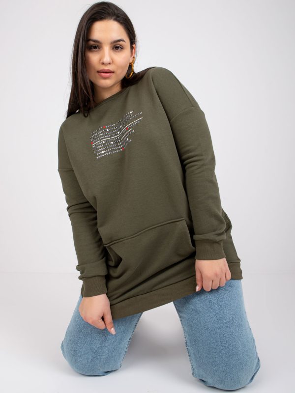 Khaki sweatshirt plus size kangaroo Desiree