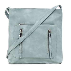 Light blue faux leather handbag