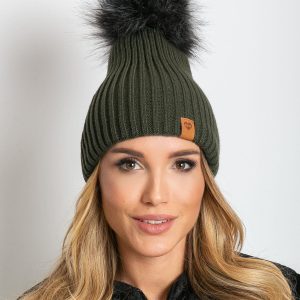 Khaki hat with wool