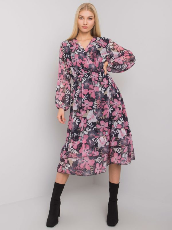 Navy Blue and Pink Dress with Burlington Prints