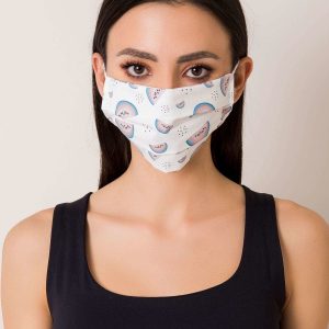 White reuse mask with print