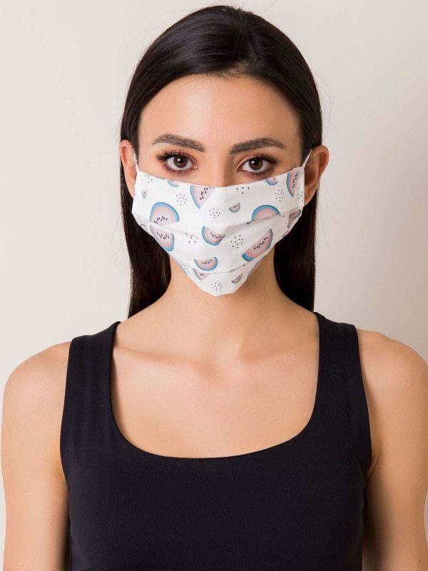 White reuse mask with print