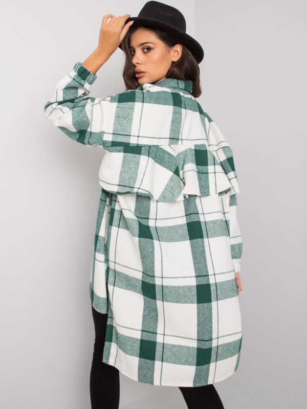 Amerie White and Green Plaid Long Shirt