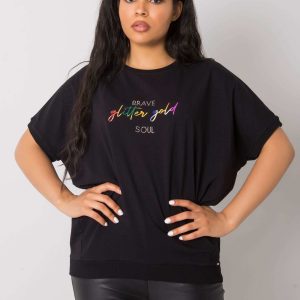 Black plus size blouse with Jewel inscription