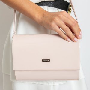 Light pink patent eco leather clutch bag