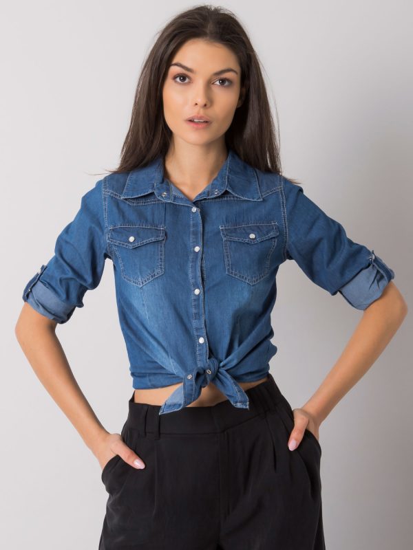 Dark Blue Women's Denim Shirt Durham RUE PARIS