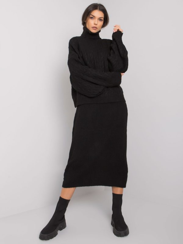 Black two-piece knitted set Imane RUE PARIS