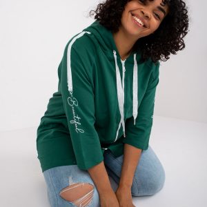 Dark Green Plus Size Sweatshirt with Miley Print