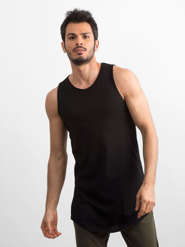 Black Men's Long Tank Top