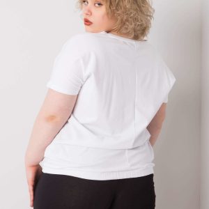 White Plus Size Blouse with Addyson Rib