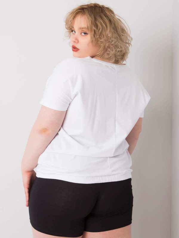 White Plus Size Blouse with Addyson Rib