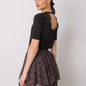 Black blouse with lace Salena RUE PARIS