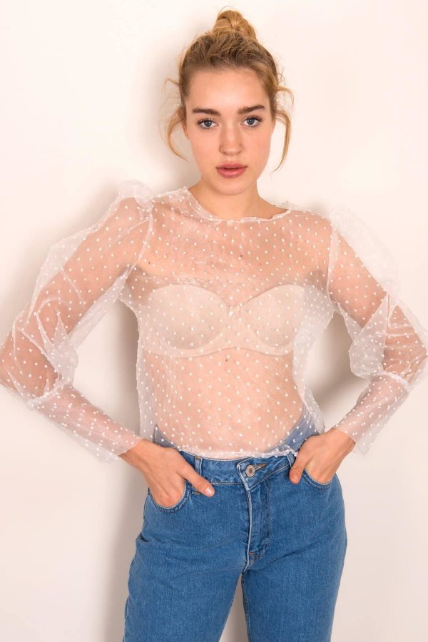 Ecru transparent blouse BSL