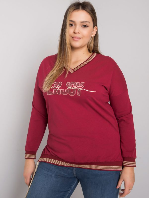 Burgundy plus size blouse with Lila applique