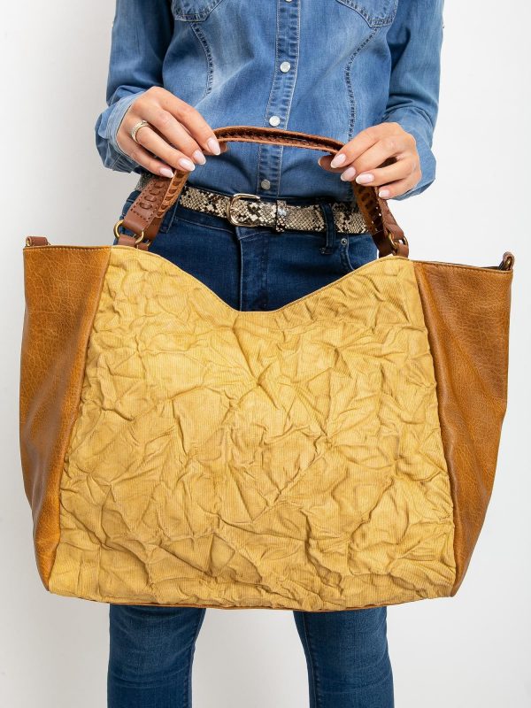 Mustard large bag made of eco leather