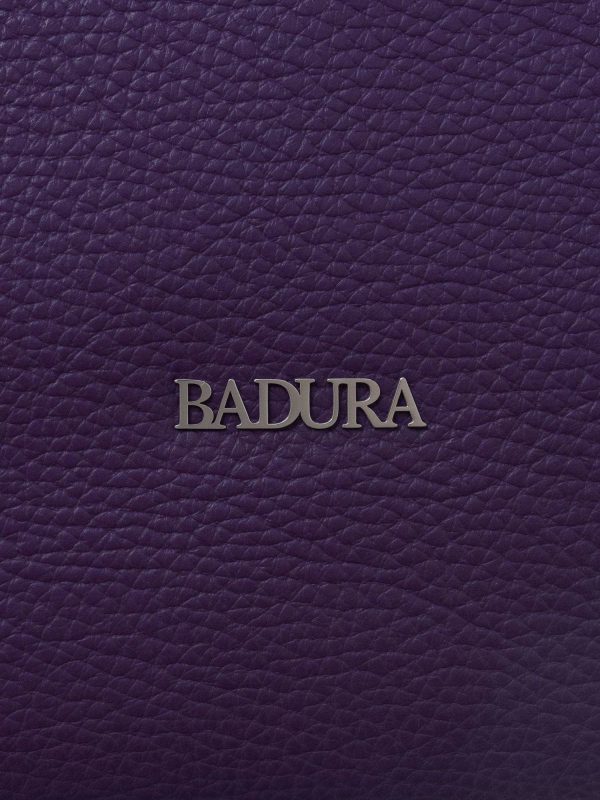 Purple leather women's handbag BADURA