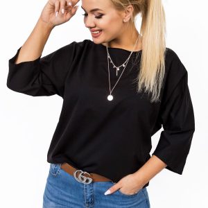 Black plus size blouse Sophie RUE PARIS