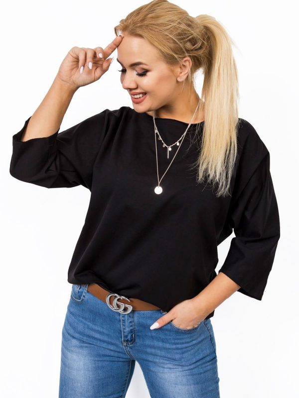 Black plus size blouse Sophie RUE PARIS