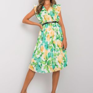 White and green Katelynn floral dress