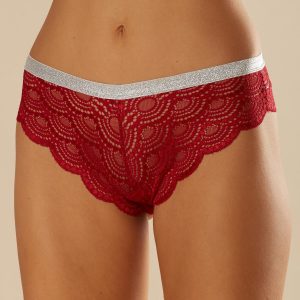 Red lace openwork panties