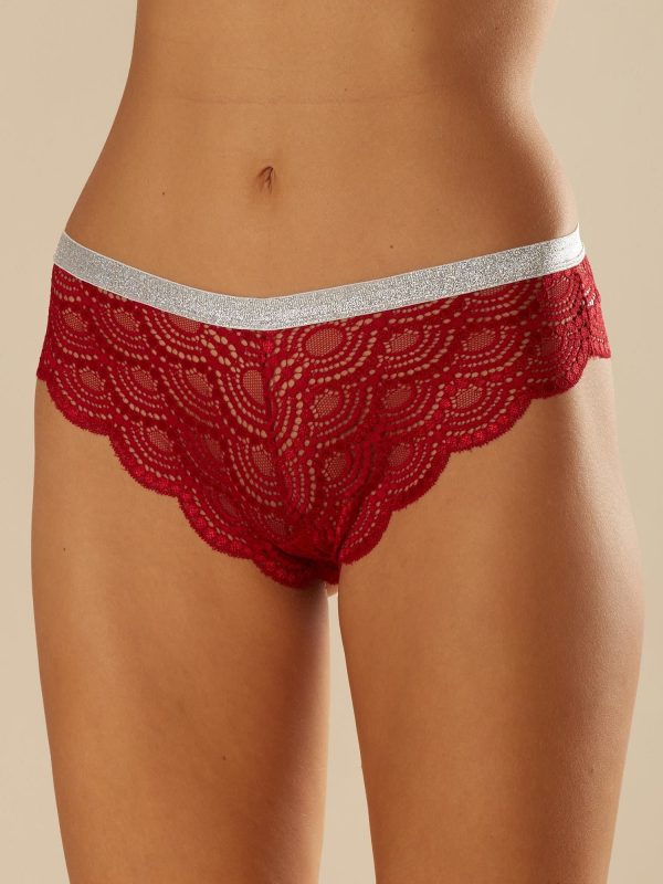 Red lace openwork panties