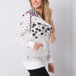 White long polka dot hoodie