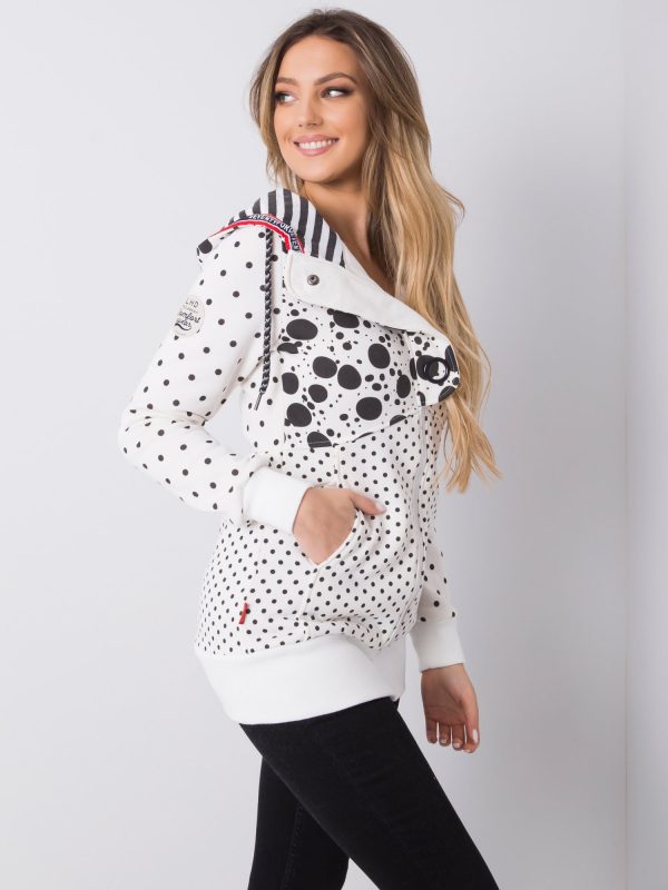 White long polka dot hoodie