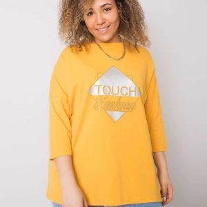 Mustard blouse with Greet appliqués